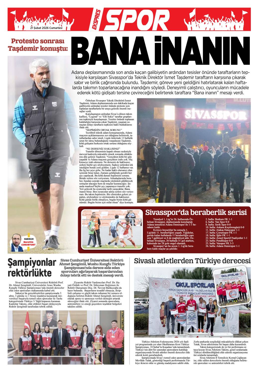 21 Şubat tarihli gazetemiz 1